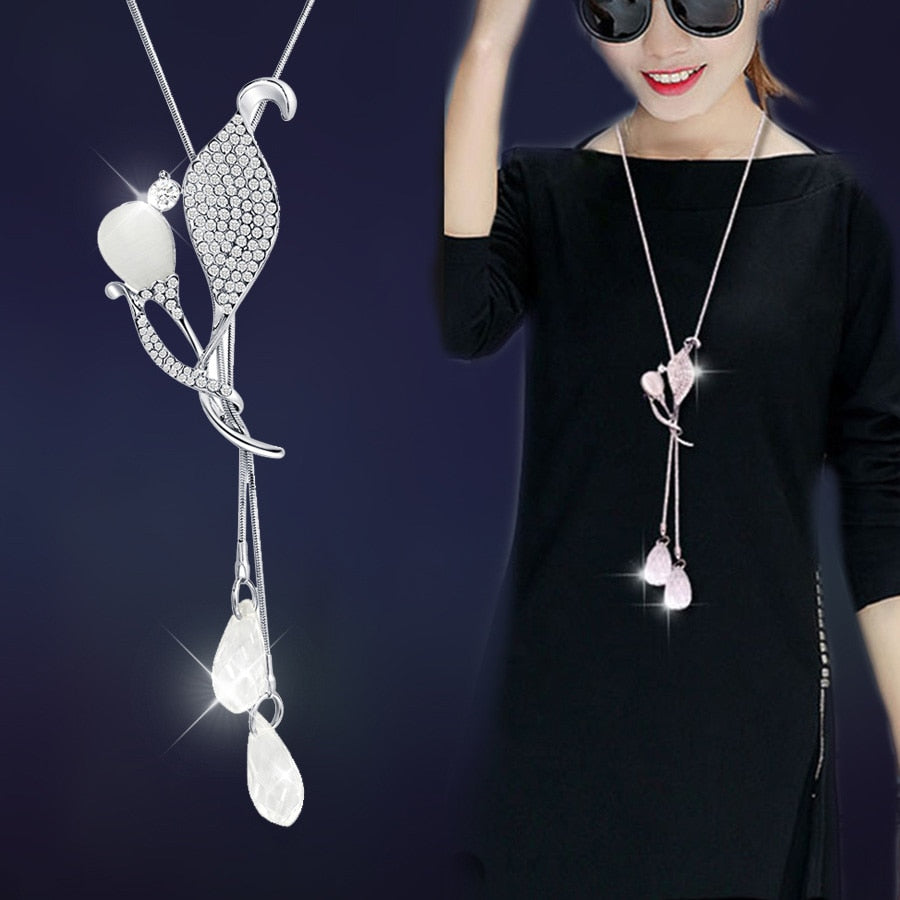Simulated Pearl Choker Necklaces for Women Silver Color Chain Long Necklace Pendant Jewelry Accessories Trendy Kolye