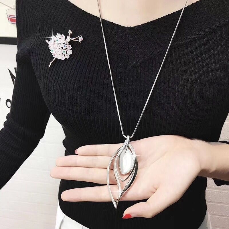 Simulated Pearl Choker Necklaces for Women Silver Color Chain Long Necklace Pendant Jewelry Accessories Trendy Kolye