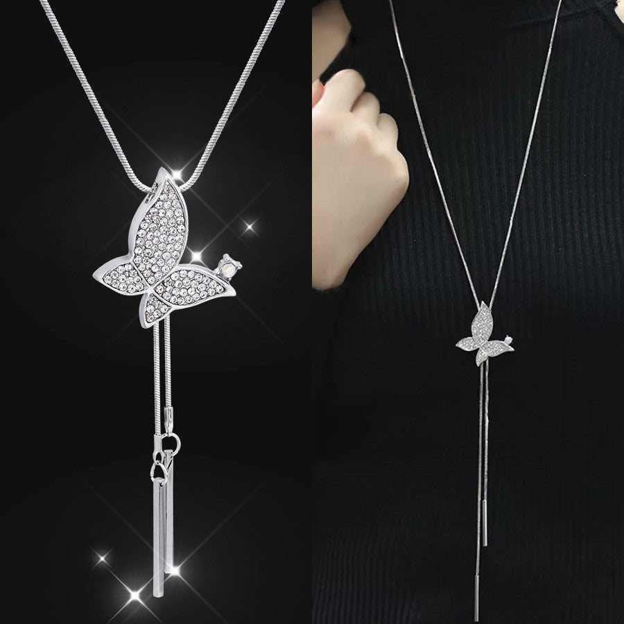 Simulated Pearl Choker Necklaces for Women Silver Color Chain Long Necklace Pendant Jewelry Accessories Trendy Kolye
