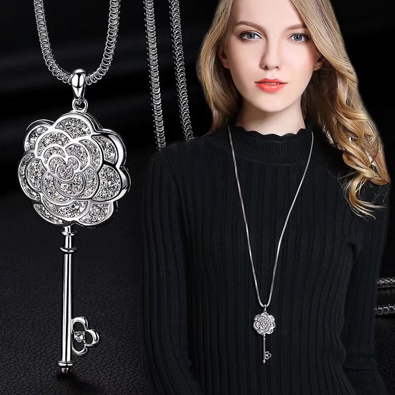Simulated Pearl Choker Necklaces for Women Silver Color Chain Long Necklace Pendant Jewelry Accessories Trendy Kolye