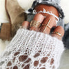 Trendy Anillos Mujer Gold Color Knuckles Ring Set Big Cross Chain Design Turkish Female Jewelry Punk Boho Finger Rings