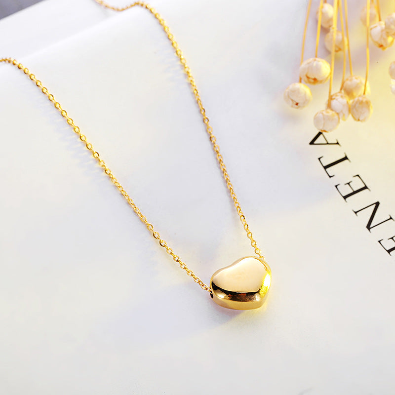 RE 2020 Fashion Simple Heart Necklace Women Silver Gold Rose Chain Choker Stainless Steel Jewelry Pendant Birthday gift A2240