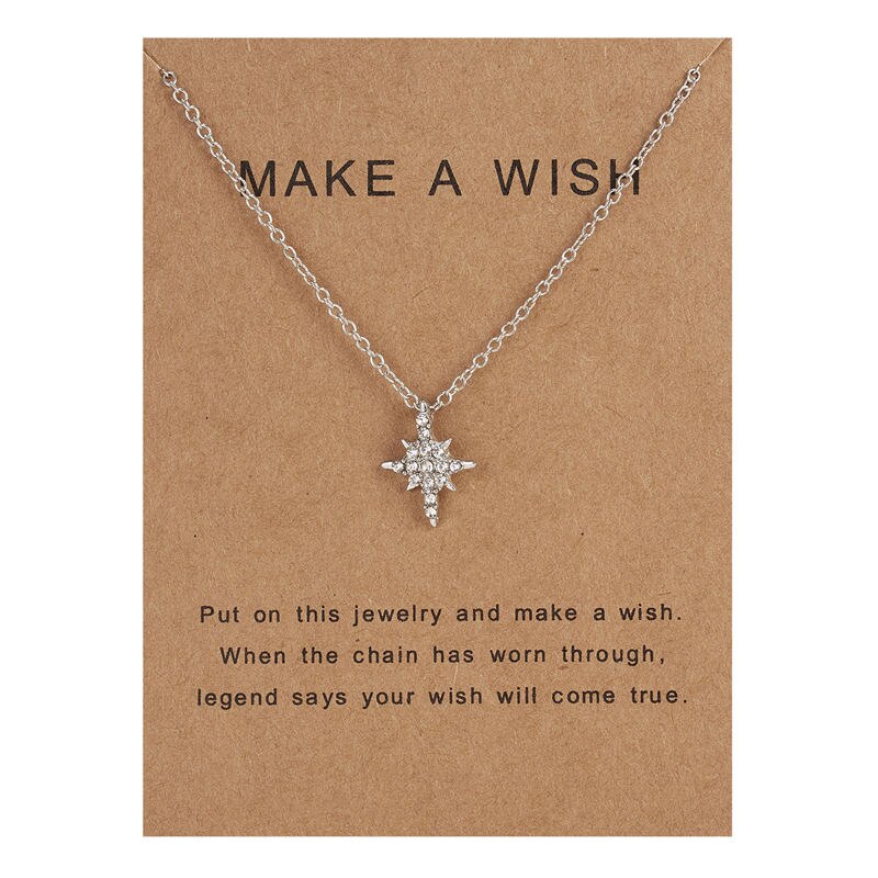 RINHOO Trendy Simple Flower Moon Star Heart Pendant Necklace For Women Girls Rhinestone Silver Color Choker Jewelry