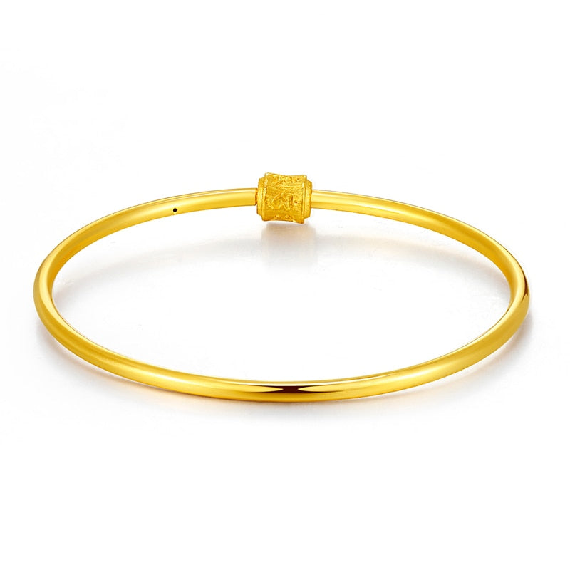 999 Gold Bracelets 3D Hard Gold Pure 24K Yellow Gold ID Bangle DIY Loose Beads