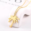 RIR Women Dainty Gold Palm Tree Necklace Stainless Steel Coconut Pendant Necklaces Minimalist Plant Jewelry