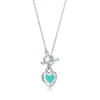100% 925 Sterling Silver 1:1 Genuine Original Heart-shaped Green Pendant Necklace Charm Gift Women Clavicle Necklace TIFF