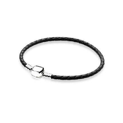 100%925 Sterling Silver Fashion Lovers Leather Double Loop Bracelet (Multi Color Choice) DIY Gift Jewelry Factory Direct