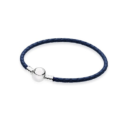 100%925 Sterling Silver Fashion Lovers Leather Double Loop Bracelet (Multi Color Choice) DIY Gift Jewelry Factory Direct