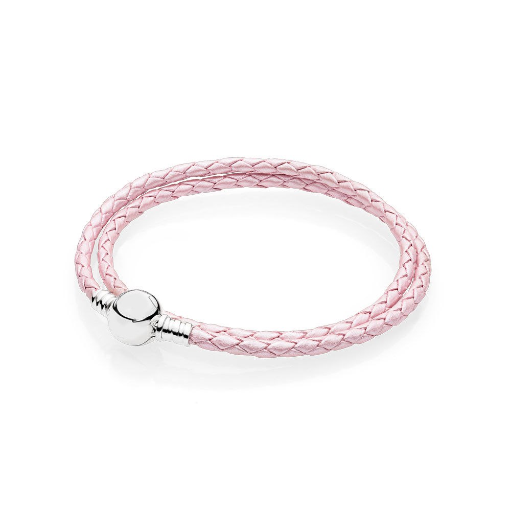 100%925 Sterling Silver Fashion Lovers Leather Double Loop Bracelet (Multi Color Choice) DIY Gift Jewelry Factory Direct