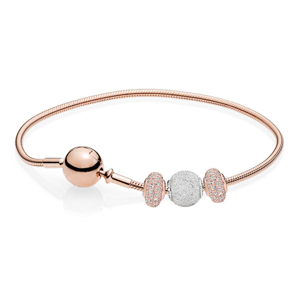 100% 925 Sterling Silver Jewelry New Wisdom And Confidence Bracelet Gift Set Rose Gold Series