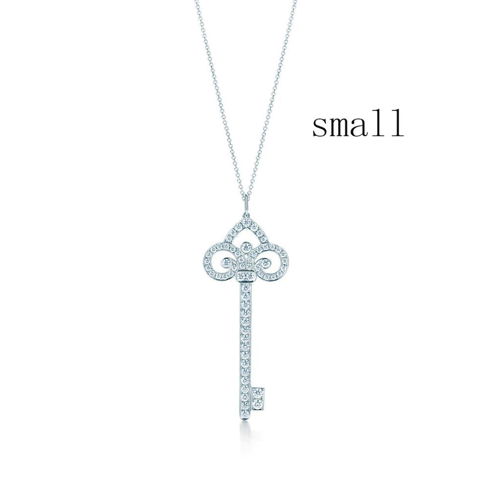 100% 925 Sterling Silver New Charm Zircon Heart Crown Pendant Necklace Suitable DIY Holid Gift