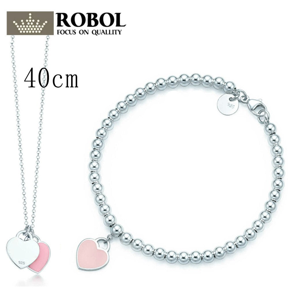 2020 New Trendy Heart Bracelet Brand 925 Streling Silver Pendant Pink New York For Women Elegant TIFF Bracelet Jewelry