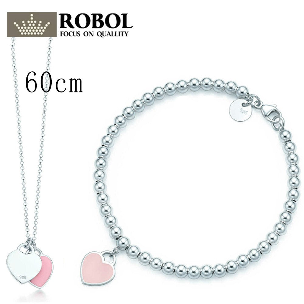 2020 New Trendy Heart Bracelet Brand 925 Streling Silver Pendant Pink New York For Women Elegant TIFF Bracelet Jewelry