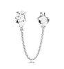 925 Silver Original 1:1 LOGO Climbing MI Mouse Bright Hearts Gestures Red CZ Pan Series Safety Chain Free shipping Jewelry
