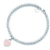 Charm 925 Sterling Silver Bracelet Green Pink Red Heart Shaped Women's Round Silverware Matching Tiff Jewelry Bracelet