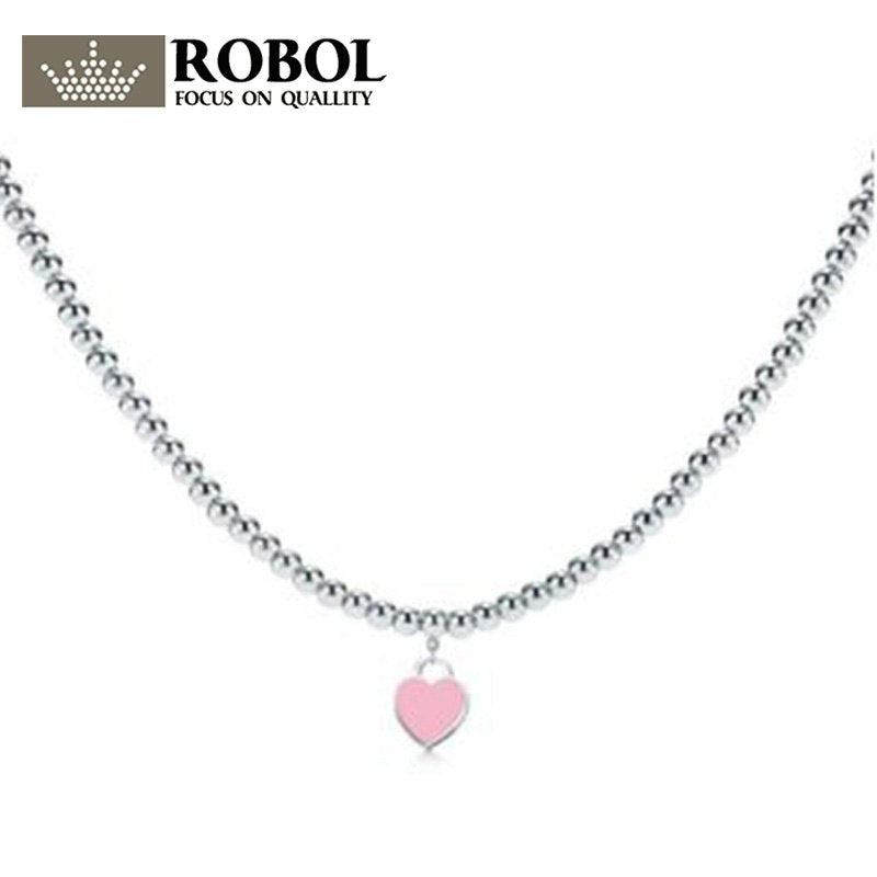 Charm Gift 925 Sterling Silver Pink Heart TIFF Attractive Elegance Temperament Earrings World Jewelry