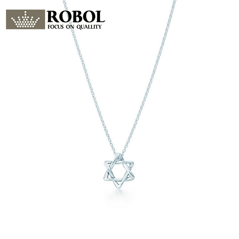 Charm Gift 925 Sterling Silver Six Star TIFF Attractive Elegance Temperament Necklace World Jewelry