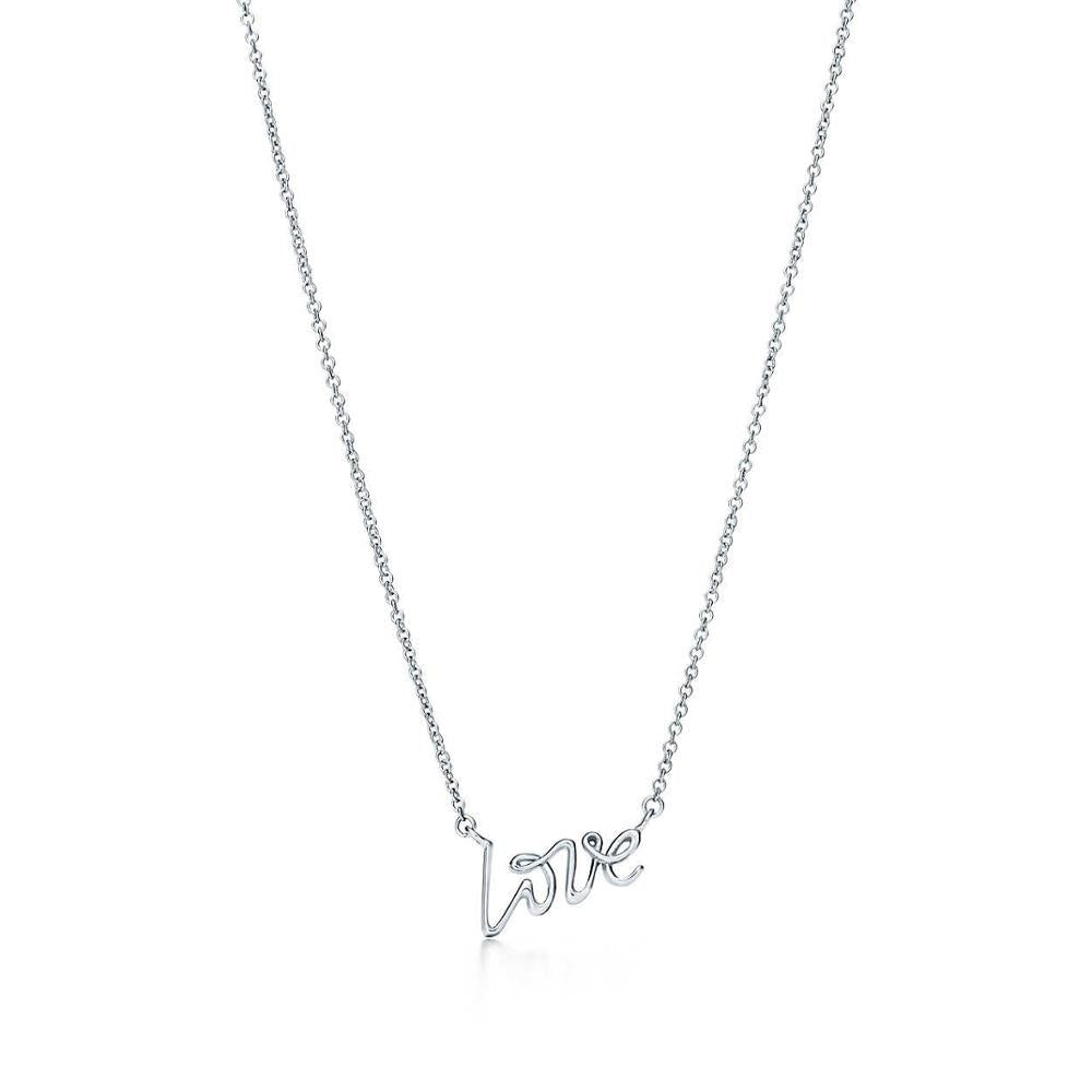 Fashion 925 Sterling Silver LOVE Pendant Necklace 42CM TIFF Pendants & Necklaces Women Jewelry Free Package Mail