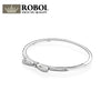 Fine jewelry 925 Sterling Silver Bangle with Women Wedding & Party Clear CZ Fashion Bow Tie Diamond Bracelet Fit love