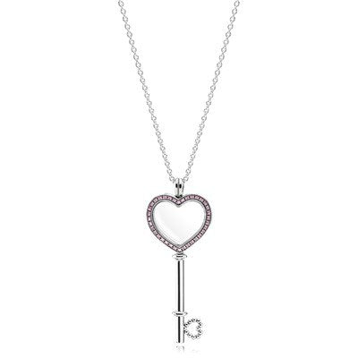 Original Large Floating Locker Key Necklace with Logo Sterling Silver Foundation Manufacturers Wholesale Women's Neck