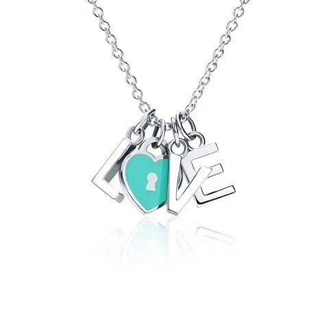 Sterling Silver 925 B Original 1:1 TIFF Jewelry Women's Necklace High Quality Copy With Love Pendant Free jewelry