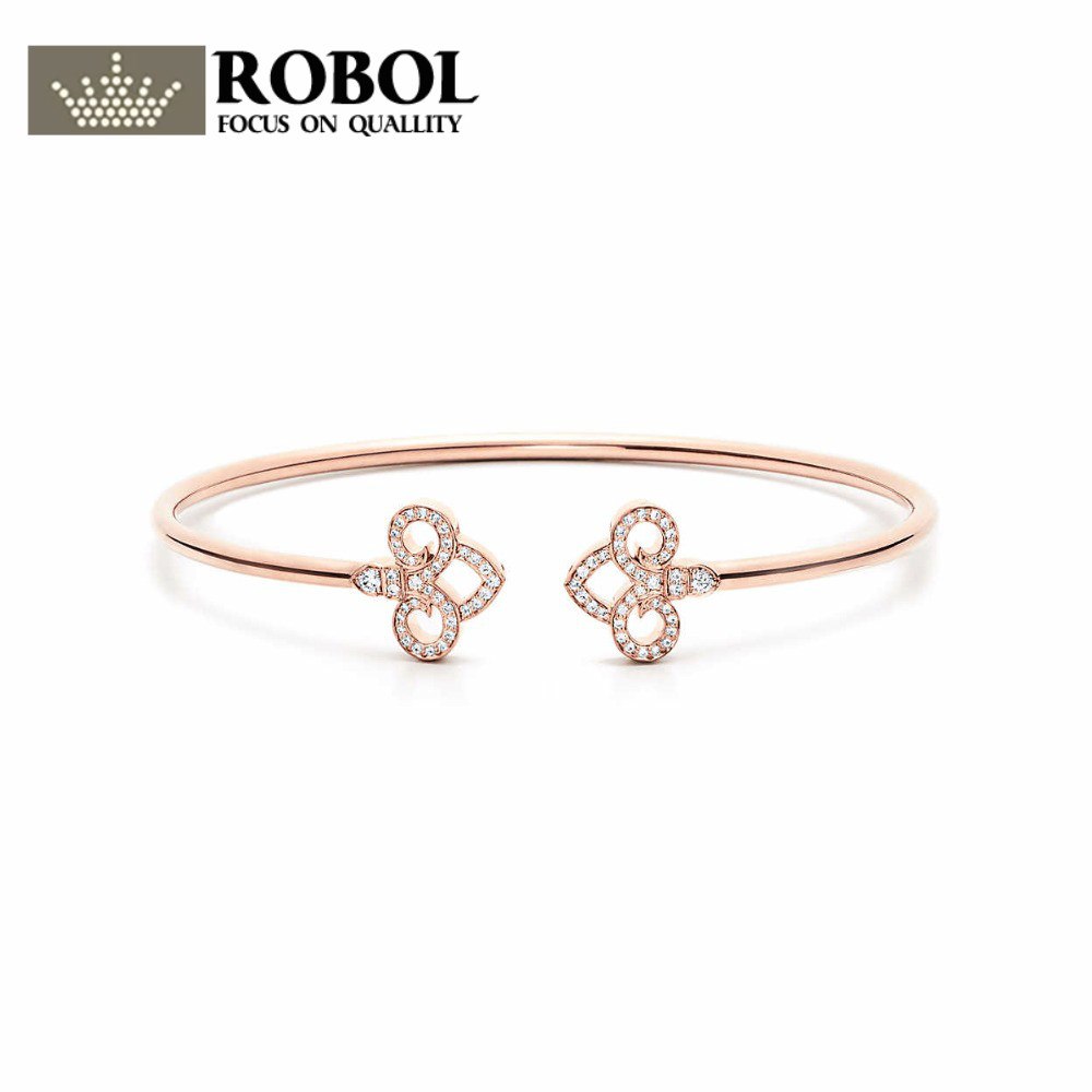 TIFF 925 Sterling Silver Wedding Party Bracele Charm With Cubic Zirconia Fit Women Bowknot Shape Rings Birthd Party Gift