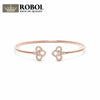 TIFF 925 Sterling Silver Wedding Party Bracele Charm With Cubic Zirconia Fit Women Bowknot Shape Rings Birthd Party Gift