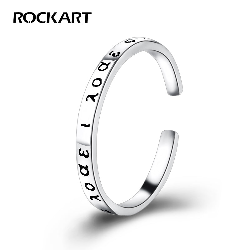 Korean Style Silver Ring Greek Alphabet Stackable 100% 925 Sterling Silver Resizable Rings Retro Jewelry Unisex Popular