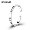 Korean Style Silver Ring Greek Alphabet Stackable 100% 925 Sterling Silver Resizable Rings Retro Jewelry Unisex Popular