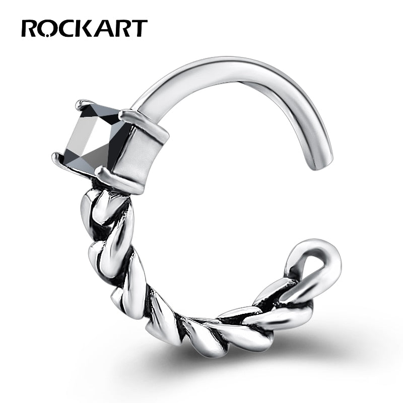 Natural Black Agate Ring 925 Sterling Silver Korean Designer Edition Co Street Jewelry Hiphop Punk Rock Rings