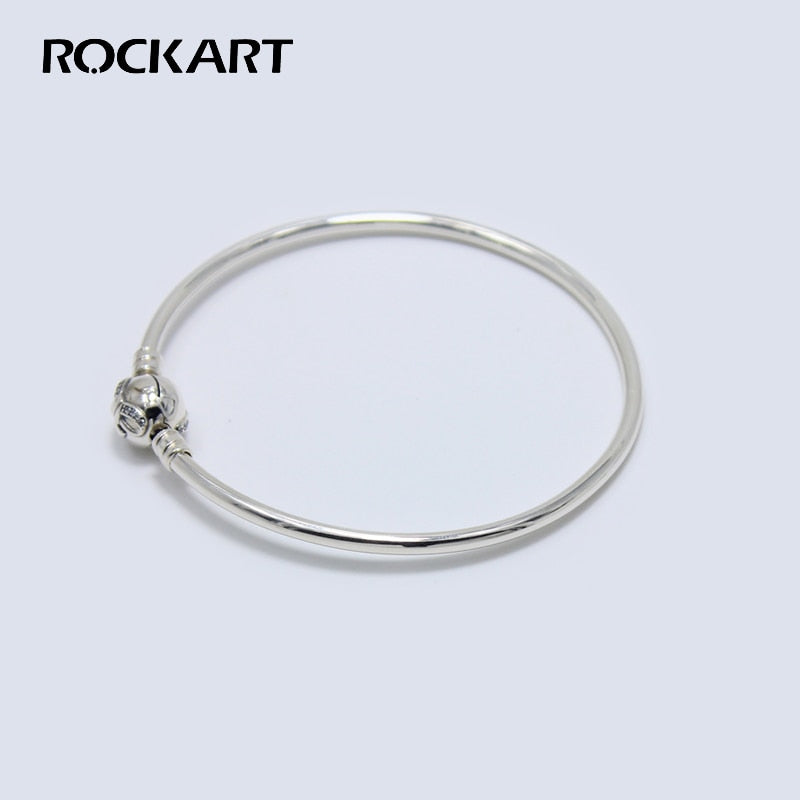 Pure 925 Sterling Silver 17CM 19CM 21CM Clip Danty Bow Bangle For Diy Original Fine Jewelry Gift For Women Wholesale