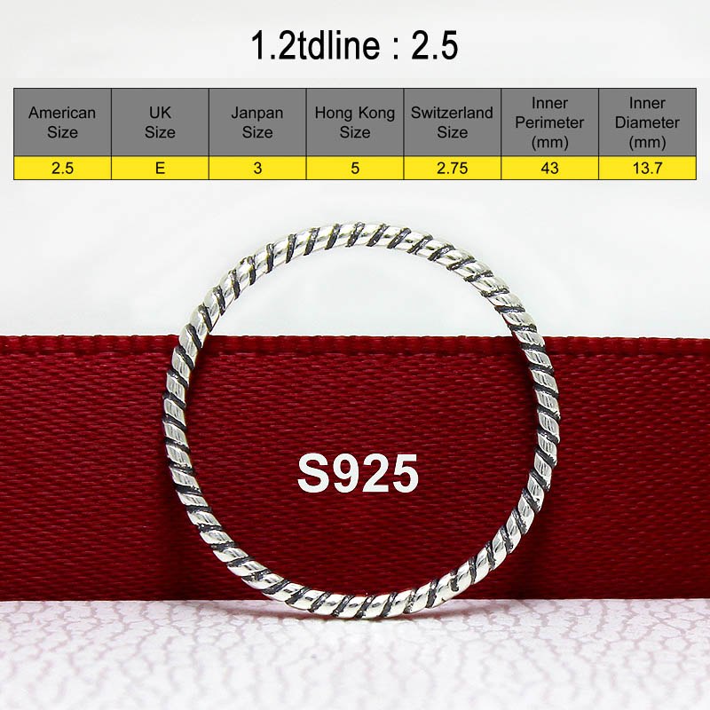 Sterling Silver 925 Ring Vintage Round Twisted Rope Knuckle Elegant Rings For Women Fashion Jewelry Classic 7 Sizes