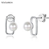 Trendy real 925 sterling silver White Pearl round stud earrings for girl party gift pure silver jewelry 1.8g SE22