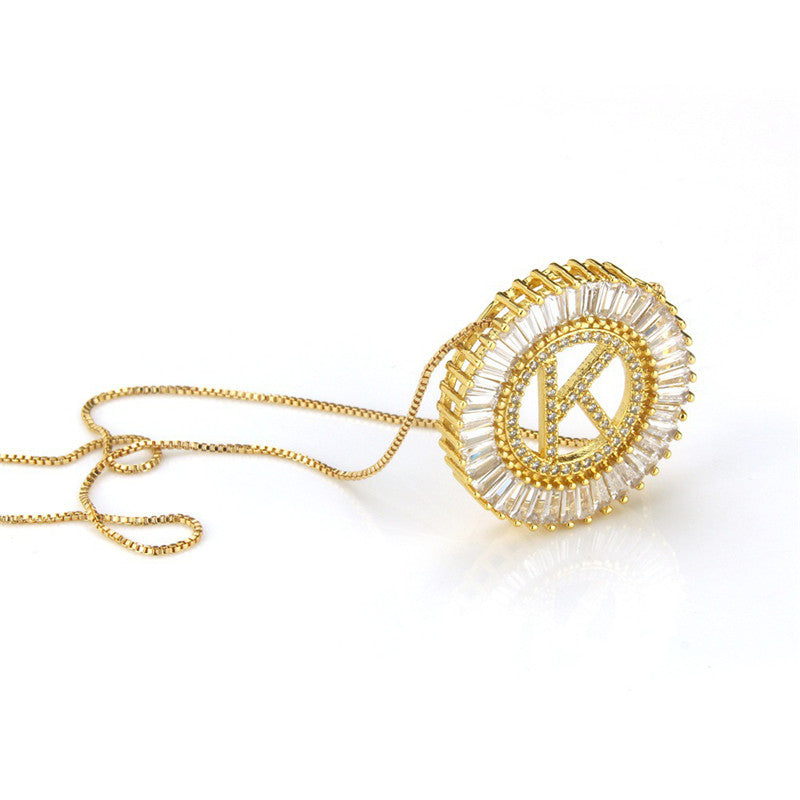 Cubic Zirconia Initial Necklace Pendant Letter Neckalce Silver Hop Jewelry Women White CZ Alphabet Necklace