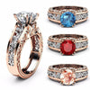 Vintage Ro Rings for Women Color Rhinestone Finger Ring Female Rose Gold and Silver Hollow Rings Elegant Jewelry R4