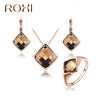 Brand New Jewelry Sets for women Crystal Necklace Earrings Ring Rose Gold Jewelry Women Elegant Vintage Bridal Jewelry Set