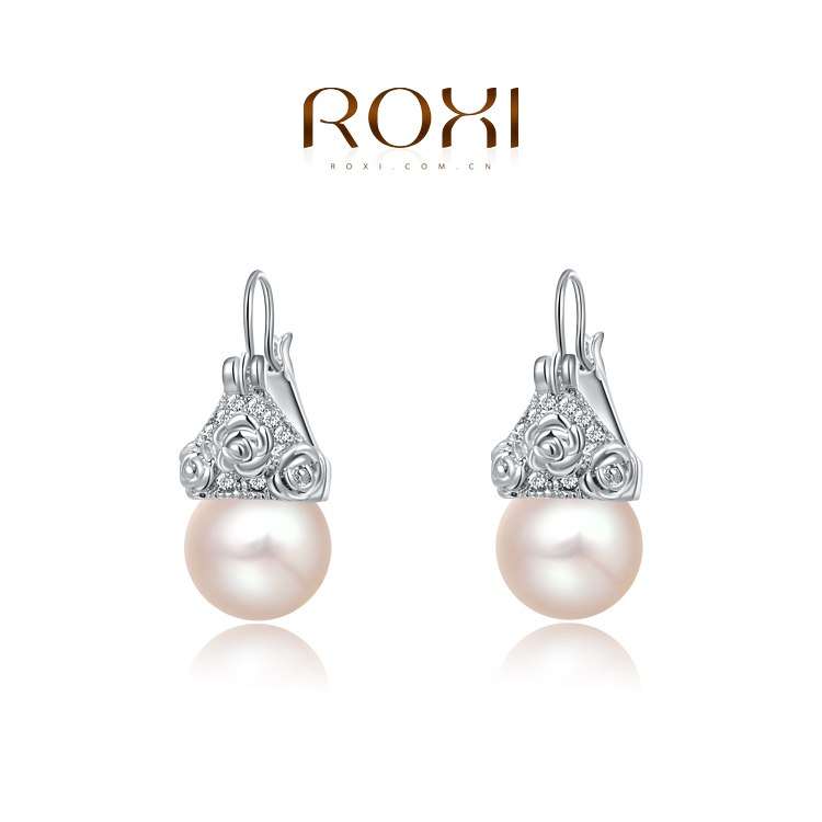 Brand New Womens Rose Gold Platium Color Earrings Pearl Pendant Earring Stud Earrings Women Party Wedding Jewelry