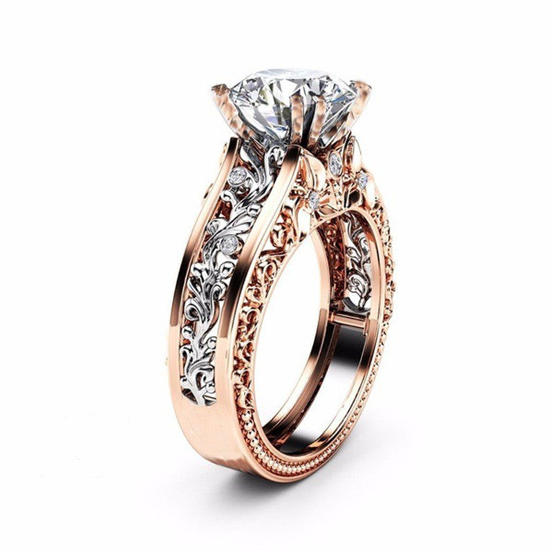 CZ Stone Ring Jewelry Bague Femme Fashion Rose Gold Color Leaf Crystal Wedding Rings for Women Jewelry Drop Shipping Gift