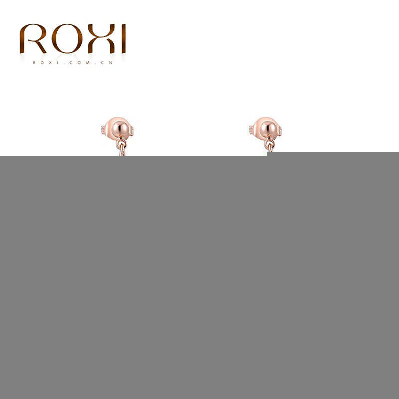 Charms Heart-shape Milky Pearls Crystal Stud Earrings Rose Gold Color Wedding Beads Jewelry For Romantic Mother's Gifts