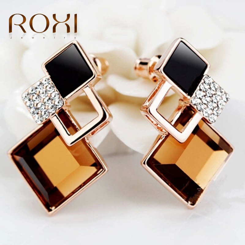 Stud Earring Fashion Jewelry Pendientes Mujer Moda Champagne Rose Gold Crystal Earrings for Women 2020 aretes