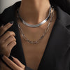 RUI JIA DUSK 2022 European and American ladies ins cold wind simple snake bone trendy metal hollow neck chain, chain length 45cm