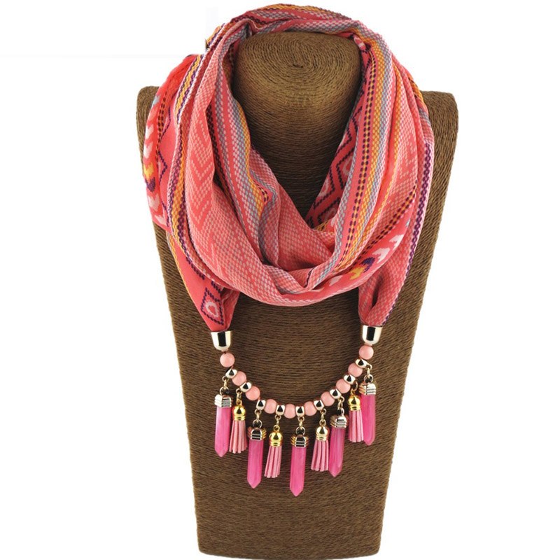 Charms Pendant Necklace Scarf Jewelry Style CylindricalIron Alloy Match Keep Warm Tourism Wear Beads Water Drop Jewelry