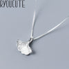 RYOUCUTE 100% Real Pure Silver Color  Jewelry Long Chain Ginkgo Biloba Leaf Choker Necklaces For Women Gifts Kolye Collar
