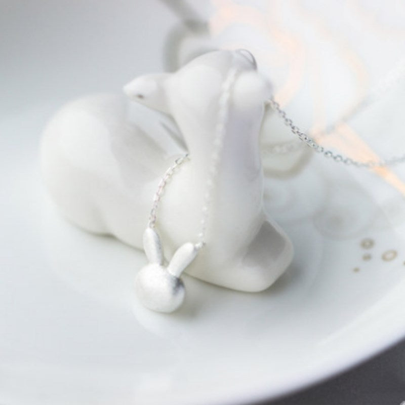 RYOUCUTE  Silver Color  Jewelry Long Chain Korean Rabbit Ear Necklaces For Women Wedding Kolye Collares Bijoux