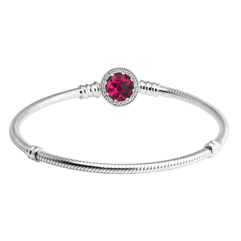 Radiant Hearts Clasp Bracelets with Cerise CZ Fits for Brand Charm Bracelet DIY Jewelry Gifts 100% 925 Sterling-Silver-Jewelry