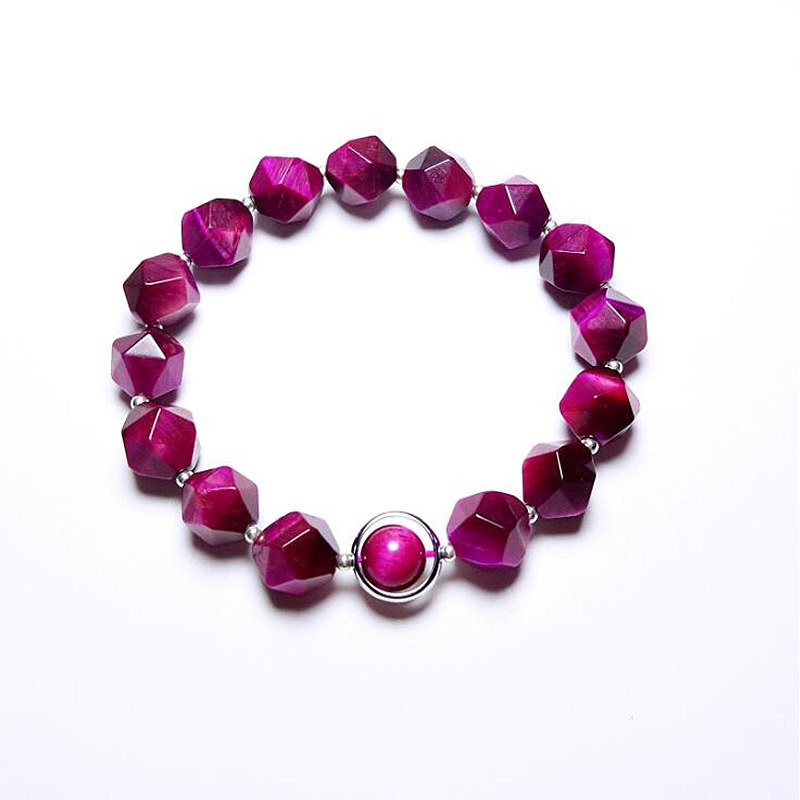 Radiation Protection Adjustable Rose Red Natural Stone Tiger's Eye Ladies' Bracelets 925 Sterling Silver Woman Bracelets YBR071