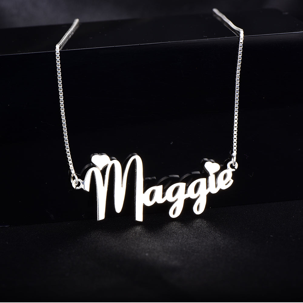 Personalized Name Necklace 925 Sterling Silver Pendant Necklace Customized Silver Gold Rose Chain Women Jewelry