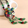 Rainbery Boho Jewelry Ethnic Maxi Necklace Women Long Rope Chain Green Bead Butterfly Pendants Bohemian Fashion Jewelry JN0974