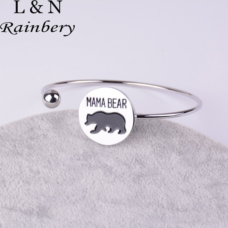 Rainbery MAMA Bear Cute Animal Love Mother's Birthd Mommy Women Bangle Gifts Charm Bracelet Jewelry Mom JB0463