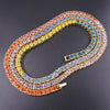 Rainbow 7 colors crystal 1 row tennis chain men women jewelry hip hop rap rock gift necklace gold silver color iced out bling